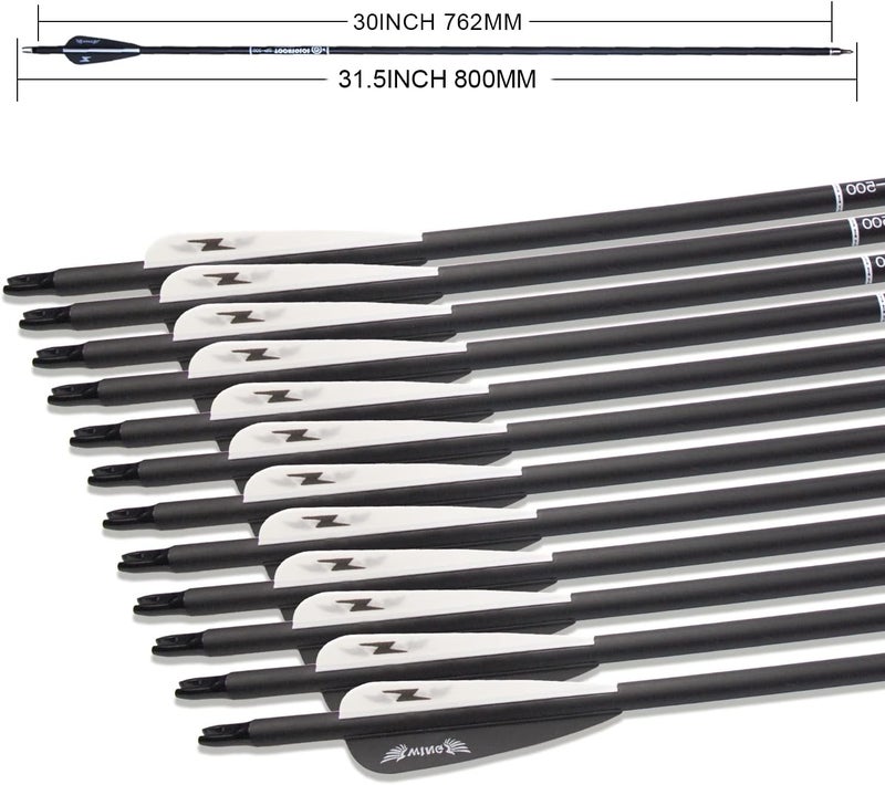 e5e10 31inch Carbon Arrow Archery Targeting Practice Hunting Arrows for Compound & Recurve Bow with Removable Tips(Pack of 12) - Image 4